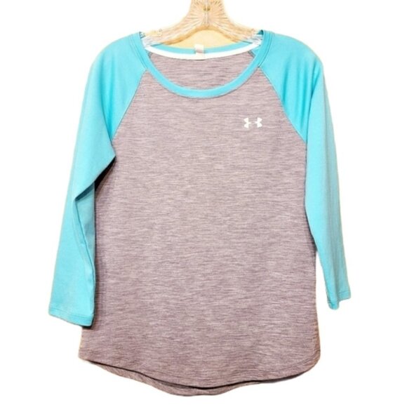 Under Armour | Women's Teal/Gray Heat Gear Raglan Tee (Size Small) - Picture 1 of 7